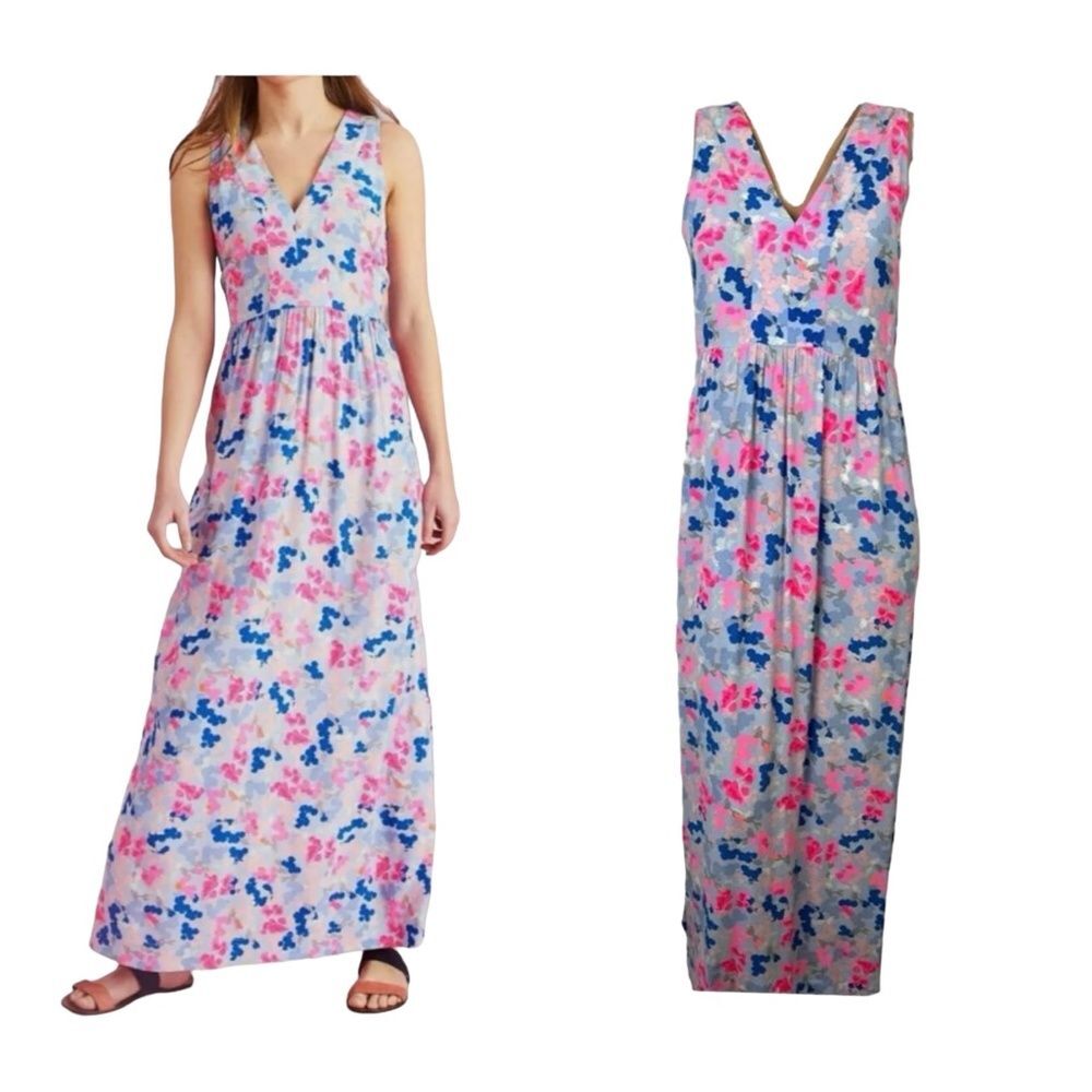 JOULES Women's Size 12 Anastasia Floral Sleeveless V-neck Maxi Dress Casual